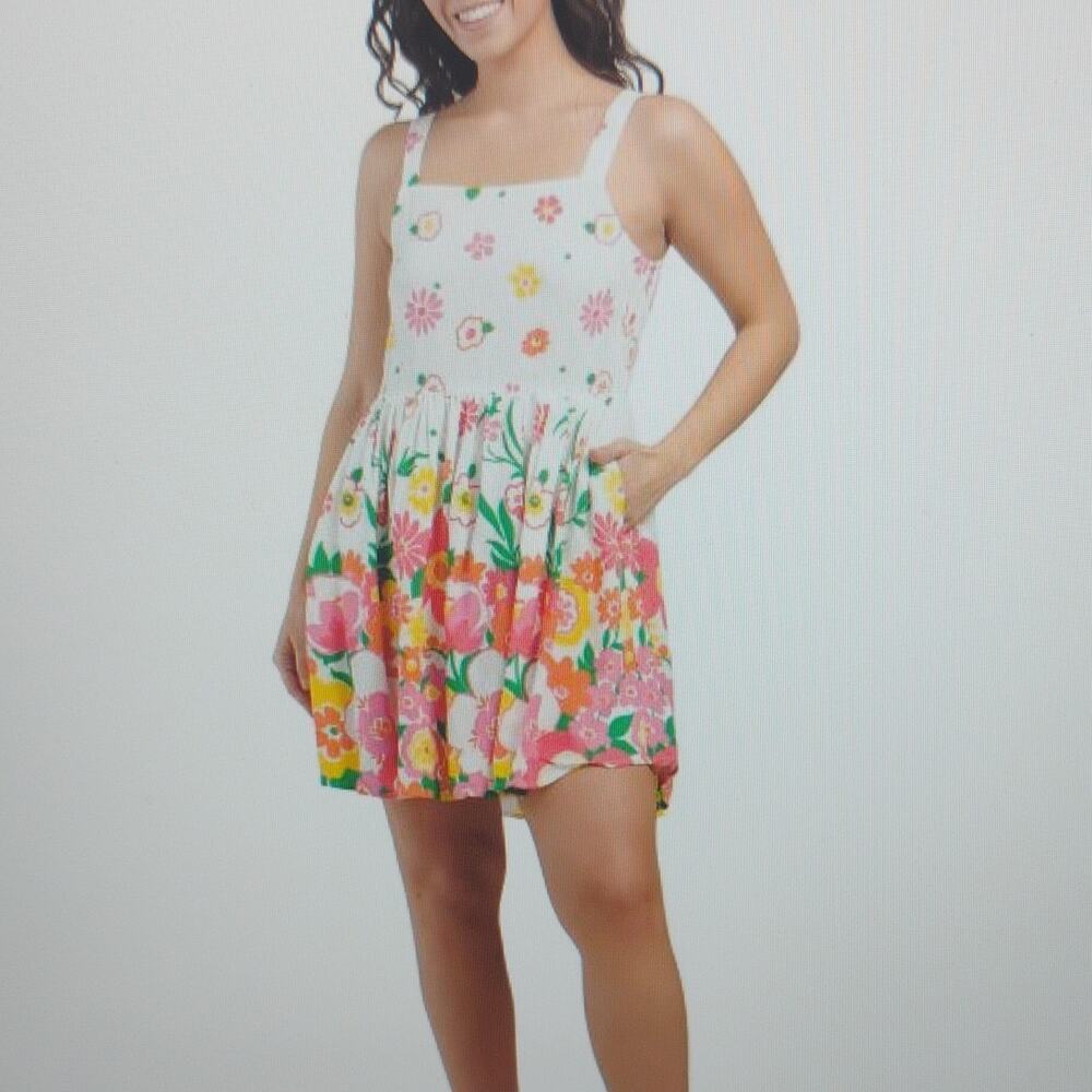Mister Zimi Sophie Dress White Meadow Floral Sleevless Straps Size 14 Sundress